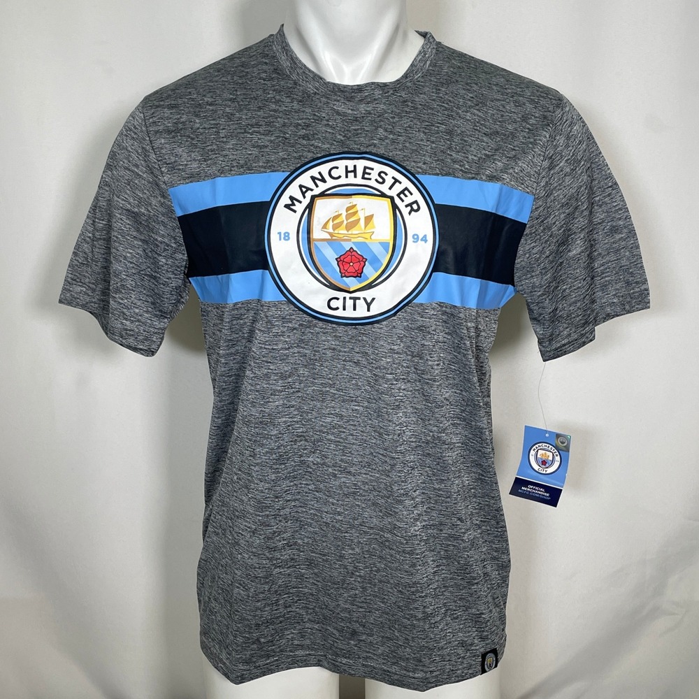 Manchester City FC Heather Grey Space Dye Performance Shirt Men's MEDIUM NWT